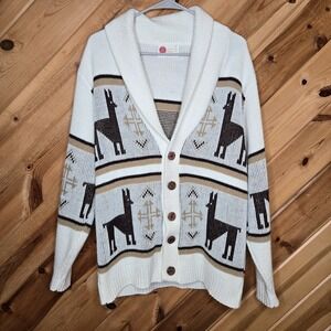 Kings Road Vintage Orlon Acrylic Alpaca Cardigan Sweater 70s Medium‎ Western